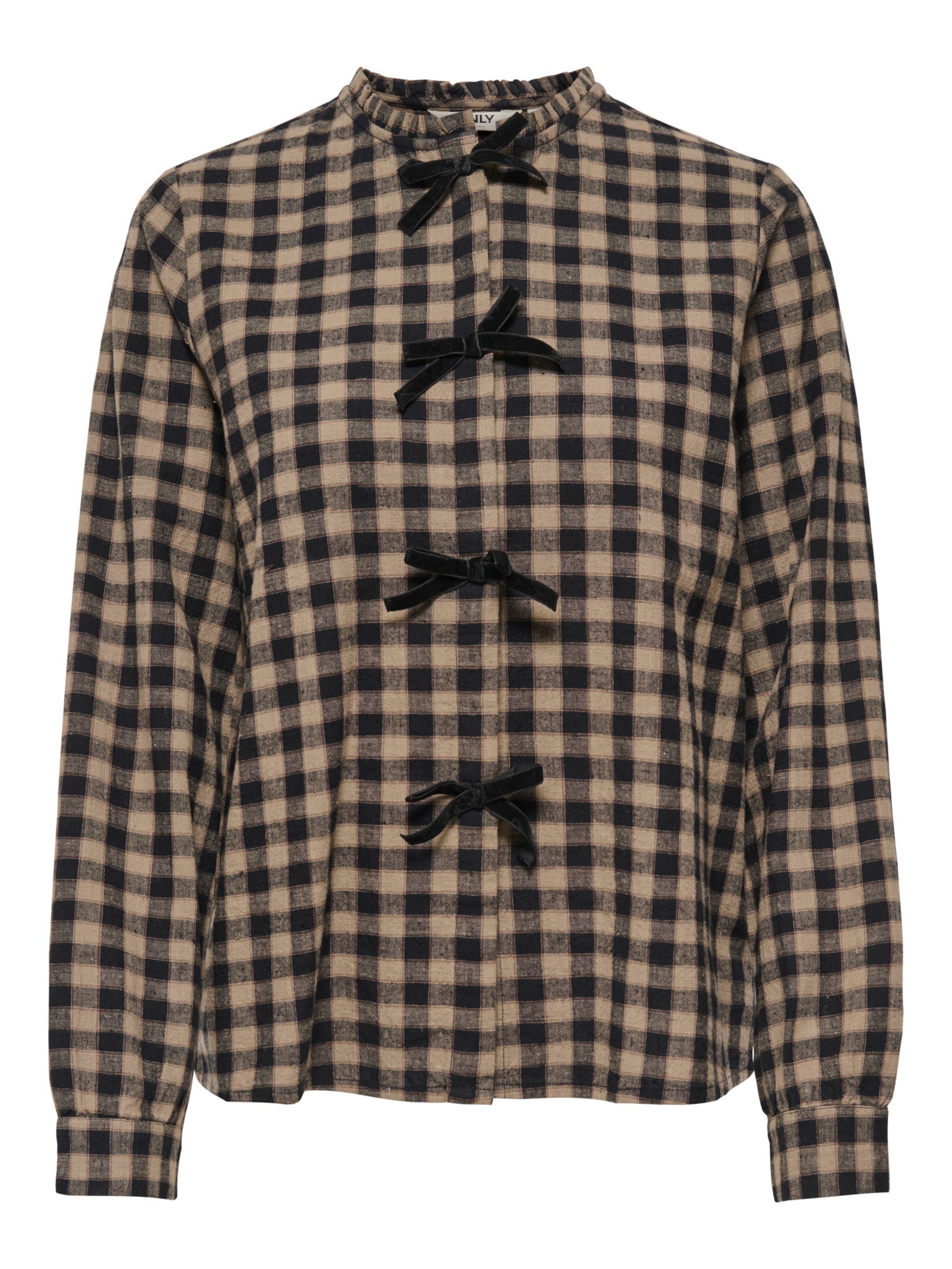 ONLY Blouse 'ONLFrida' in M in de kleur Lichtbruin / Zwart, Productweergave