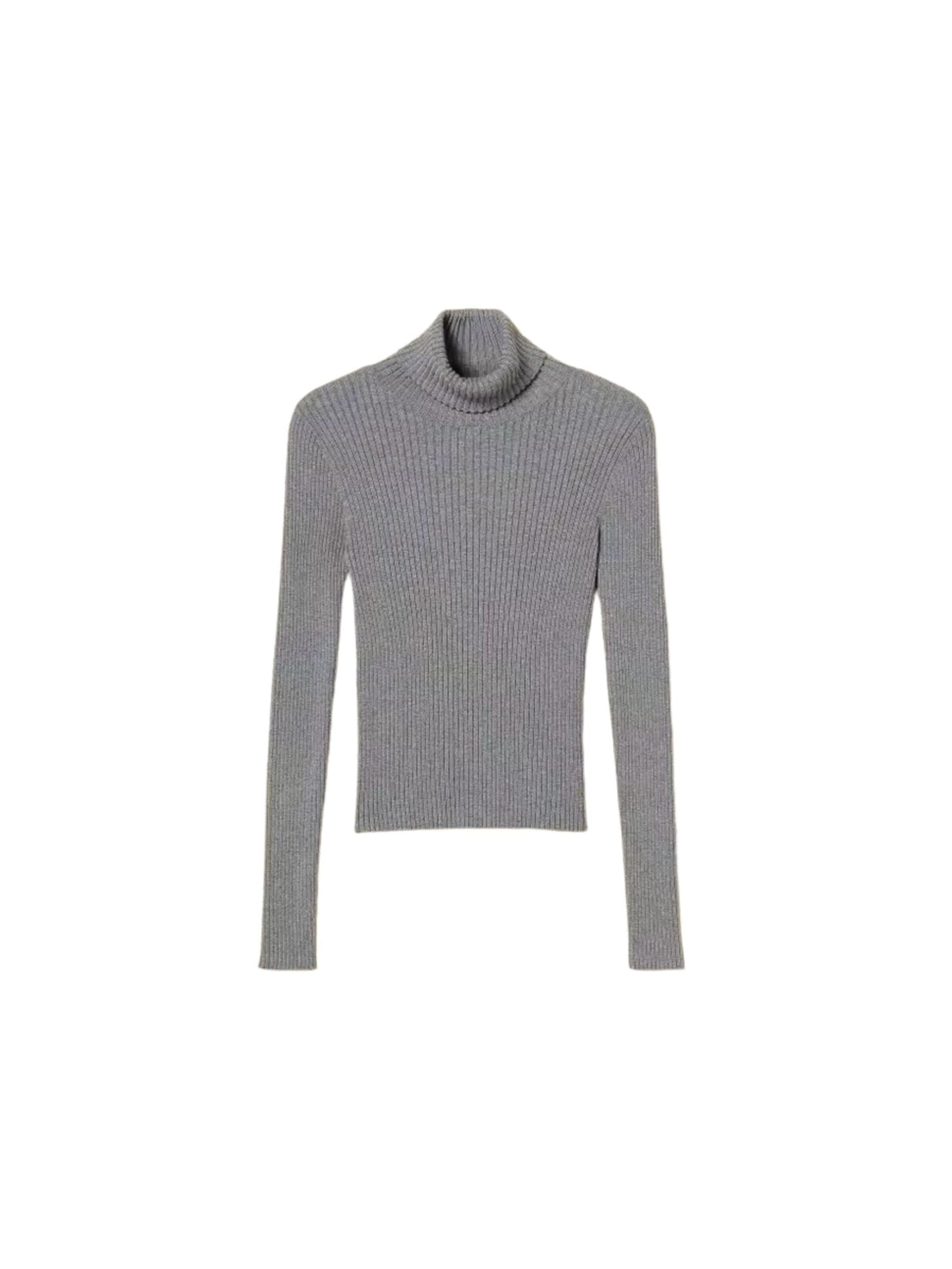 Twinset - Jersey 'Ribbed Fitted Turtleneck Sweater' en gris: frente