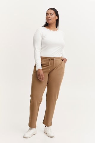 Fransa Curve Slim fit Pleat-Front Pants 'STRETCH' in Brown