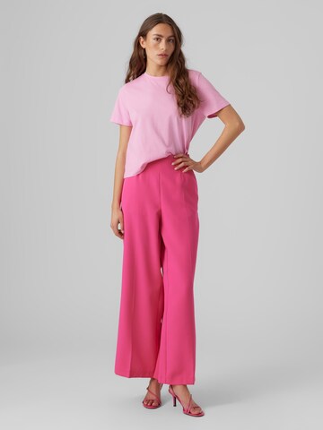 VERO MODA Wide leg Παντελόνι με τσάκιση σε ροζ