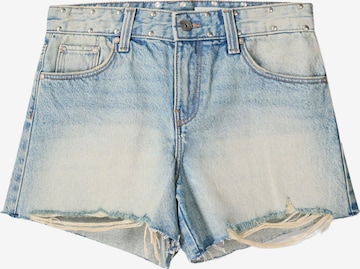 Bershkaregular Traperice - plava boja: prednji dio