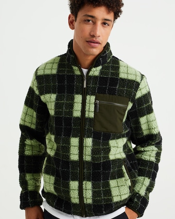 WE Fashion Fleece jas in Groen: voorkant