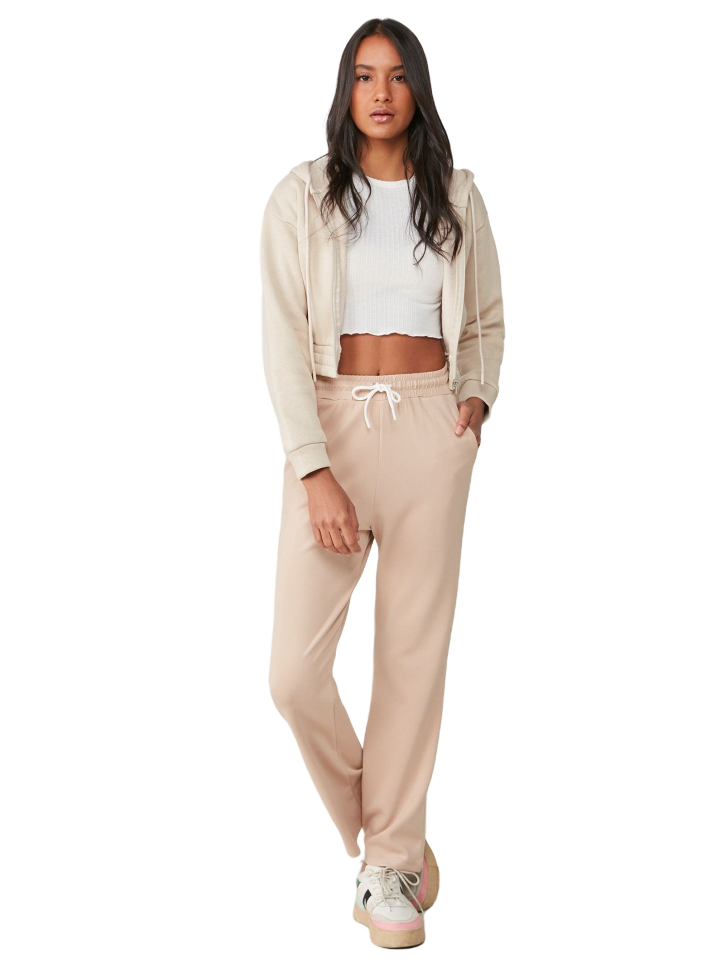 C&City Flared Pants in Beige: front