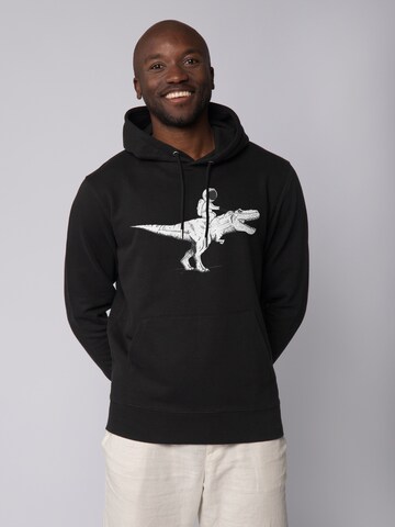 Sweat-shirt ' Astronaut on T-Rex ' Watapparel en noir : devant