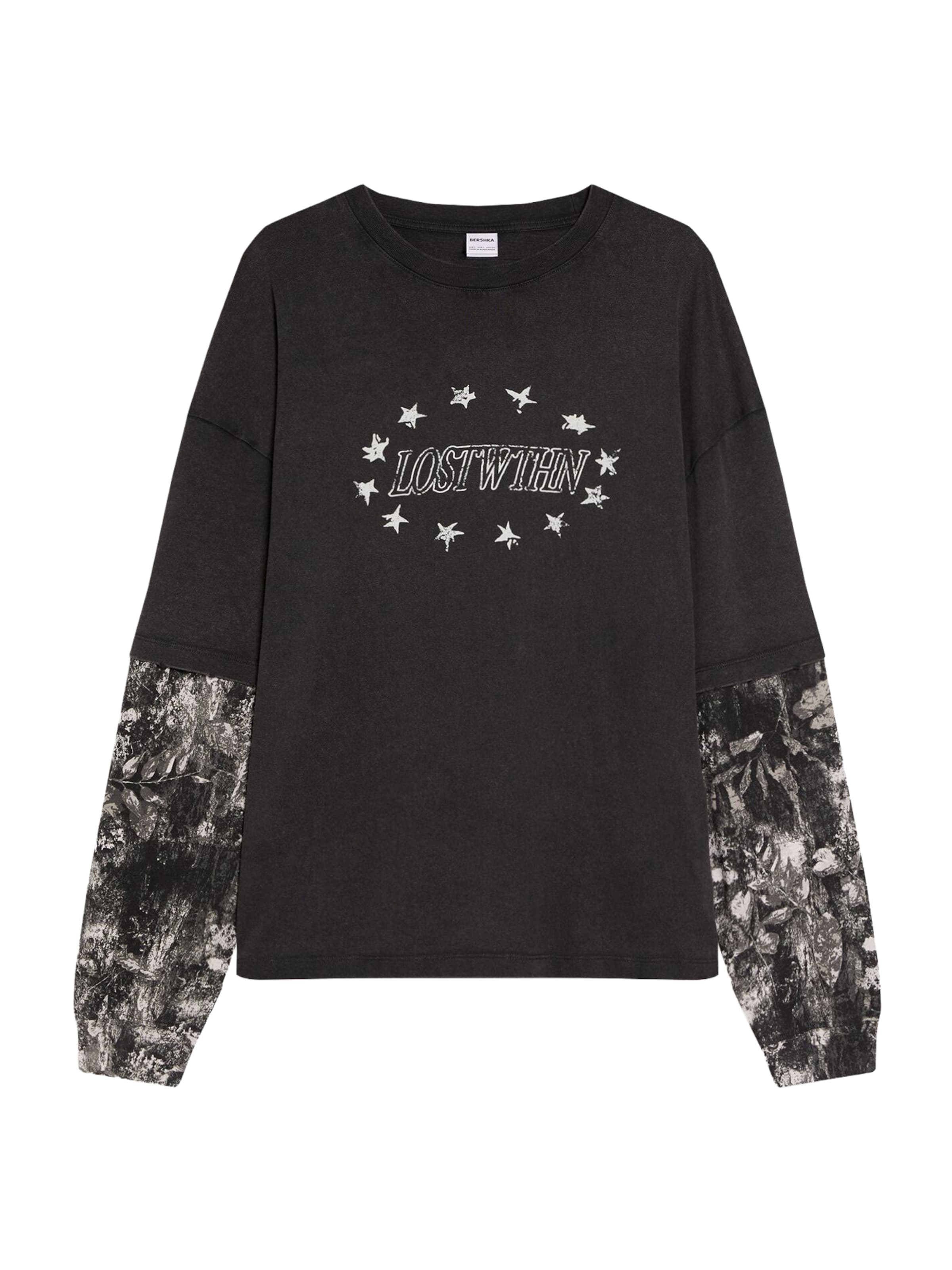 BershkaMajica - crna boja: prednji dio