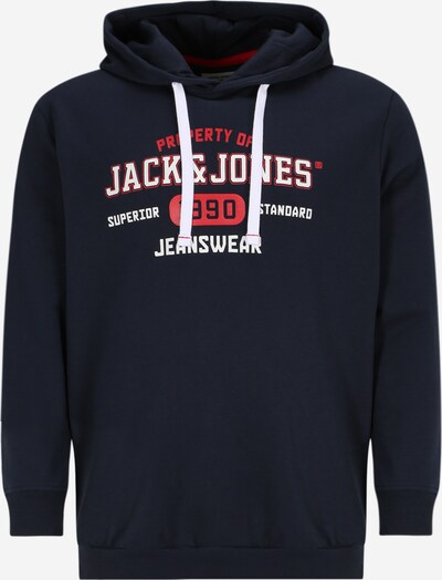 Jack & Jones Plus Sweater majica u mornarsko plava / hrđavo crvena / bijela, Pregled proizvoda