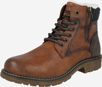 TOM TAILOR DENIM Lace-Up Boots in Brown: front