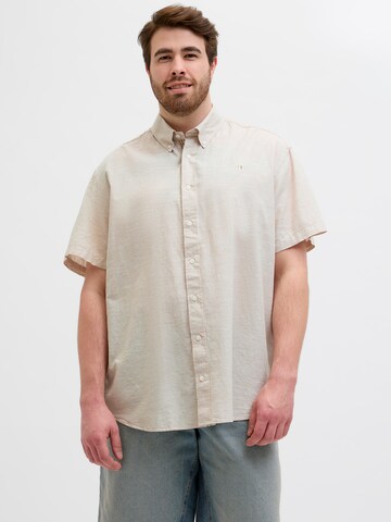 Jack & Jones Plus Comfort fit Overhemd 'JPRBLUSummer' in Grijs: voorkant