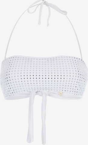 GUESS Bandeau Bikini Top in White: front