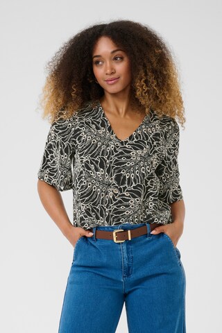 Cream Blouse 'Adelena' in Zwart: voorkant