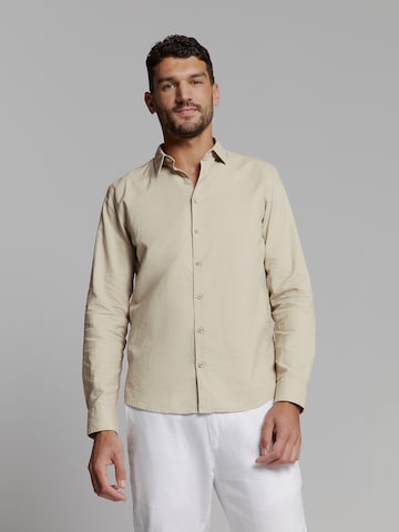 No Excess Regular fit Button Up Shirt in Beige: front