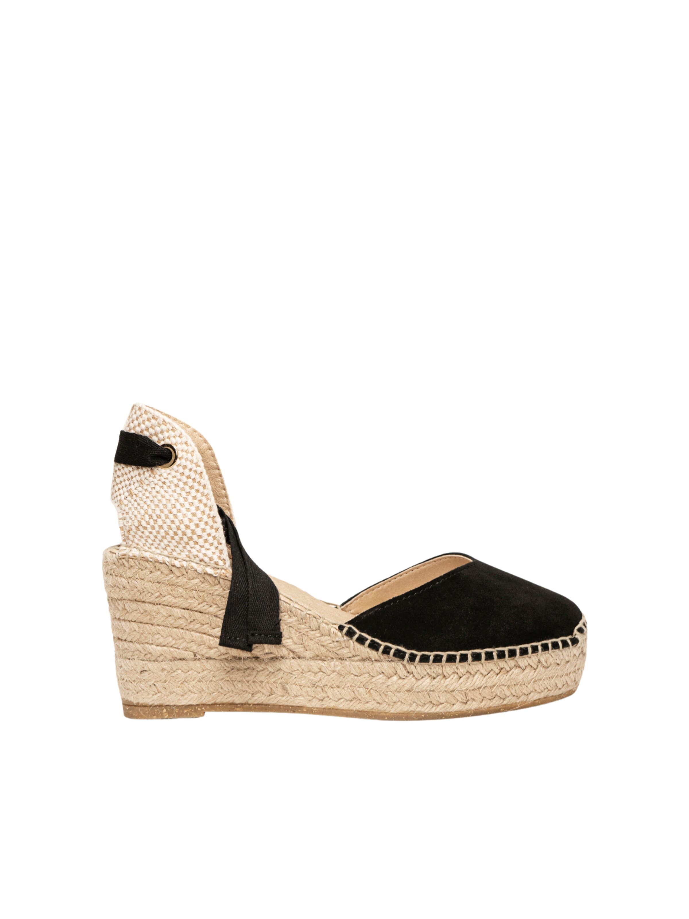 Alhamas Sandals 'Alpargata Cuña 8 cm' in Black: front