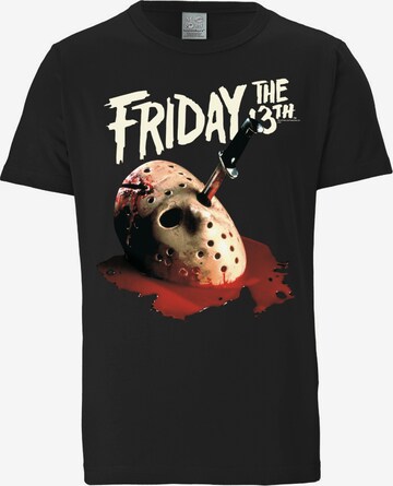 LOGOSHIRT Shirt 'Friday The 13th' in Black: front
