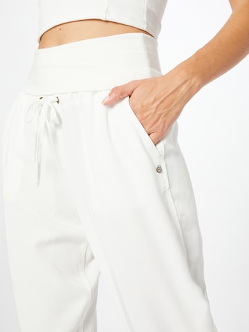 Cream Tapered Pants in White