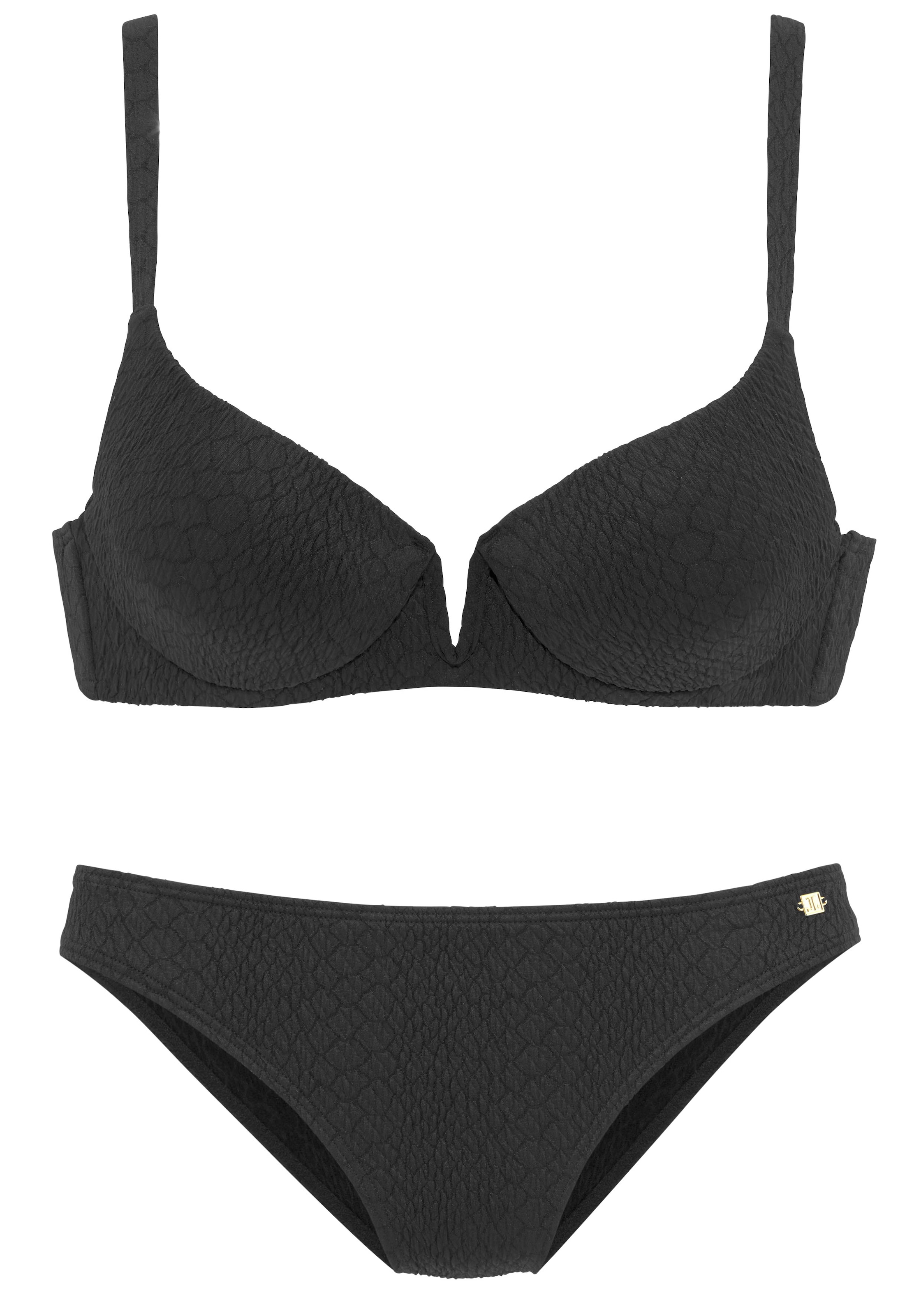 Push-up Costum de baie două piese de la JETTE pe negru: față