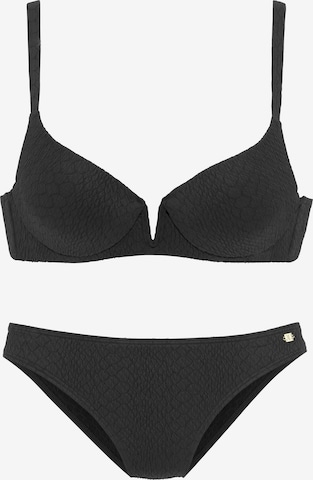 JETTE Push-up Bikini in Schwarz: predná strana