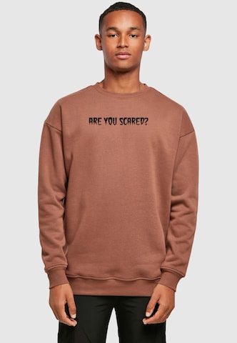 Merchcode Sweatshirt 'Halloween - Are You Scared' in Brown: front
