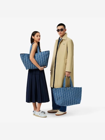 LACOSTE Shopper 'Lacoste Sac Cabas XL Summer Pack Mono Jacquard Denim' in Blauw