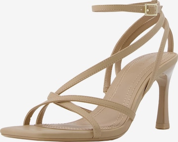 Bershka Strap Sandals in Beige: front