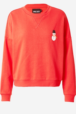 PIECESSweater majica - crvena boja: prednji dio