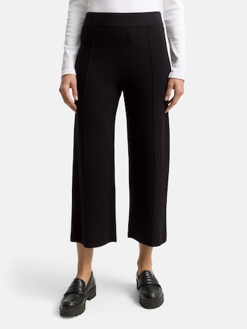 TOM TAILOR Wide leg Trousers with creases in Black: front