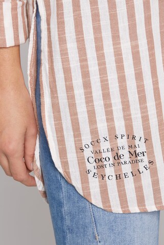 Soccx Strukturierte Longbluse mit Streifenmuster in Beige