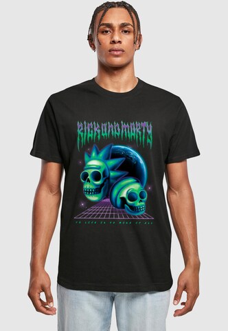 Merchcode T-Shirt 'Rick & Morty Skull' in Schwarz: Vorderseite