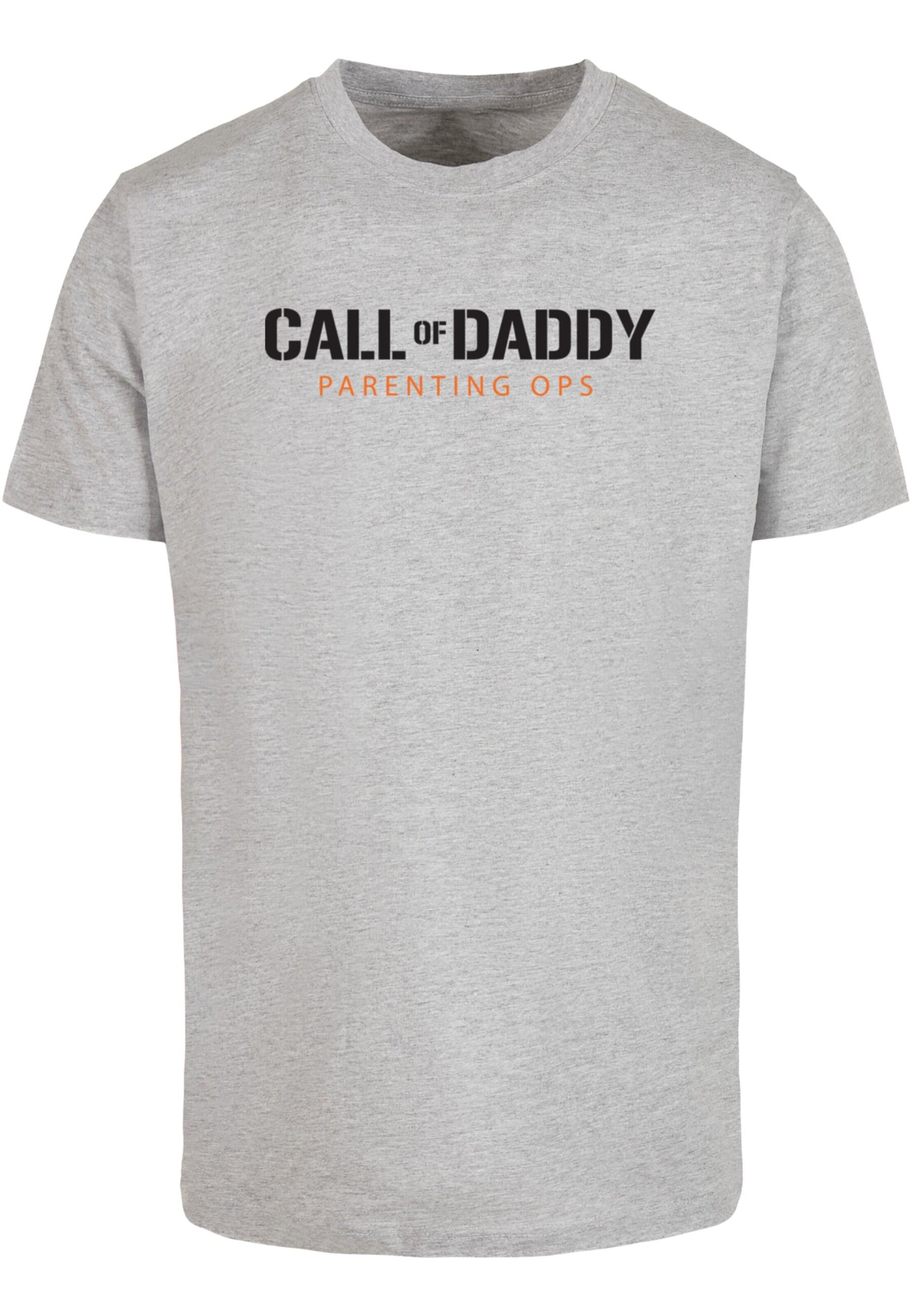 Merchcode T-shirt 'Fathers Day - Call Of Daddy' i grå: framsida