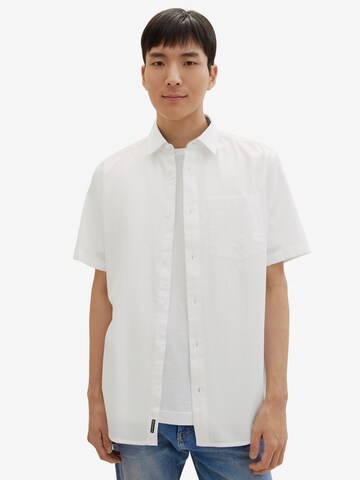 TOM TAILOR - Regular Fit Camisa 'Bedford' em branco