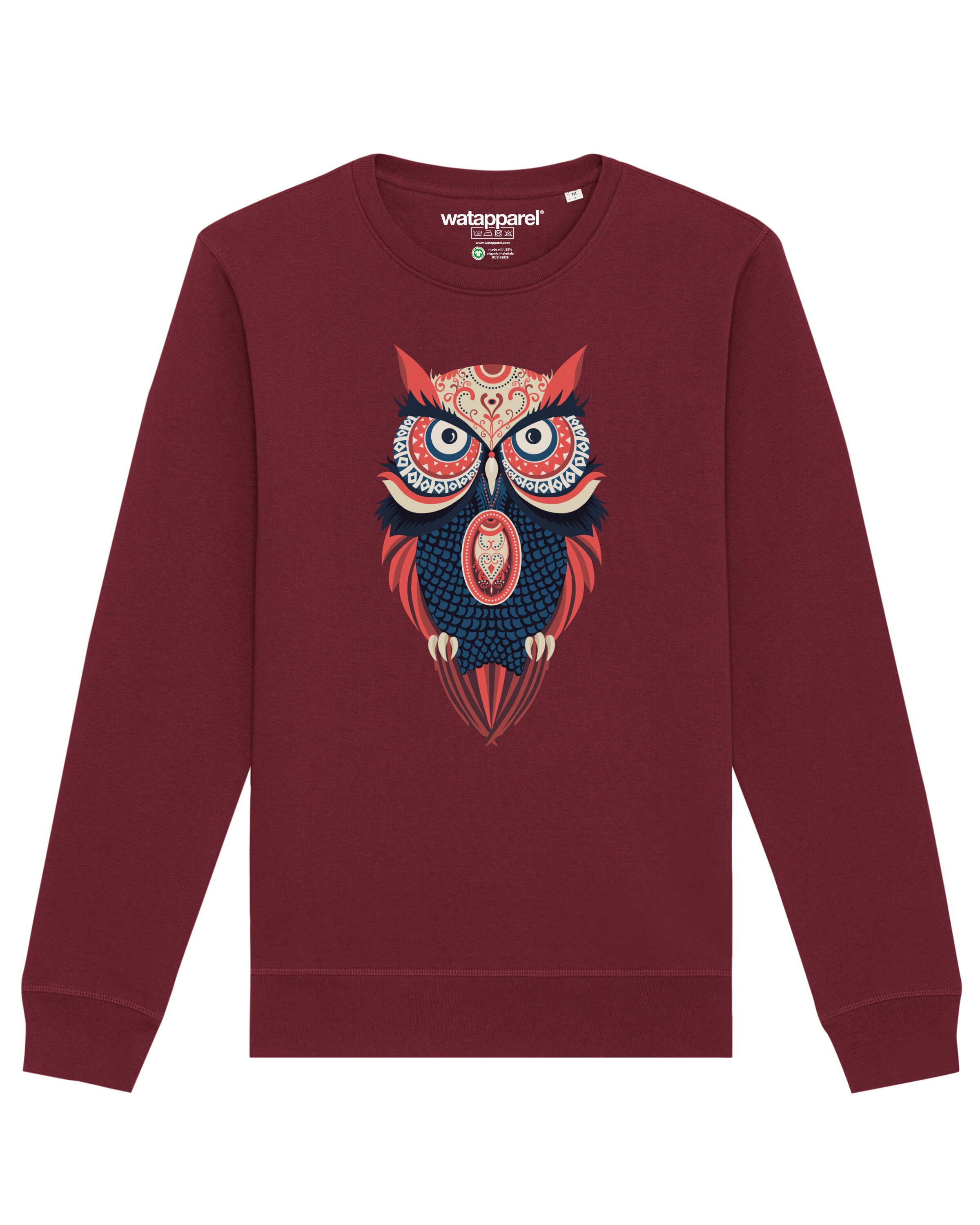 Felpa ' Colorful Owl ' di Watapparel in rosso: frontale