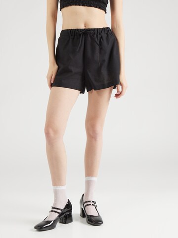 Monki Regular Trousers in Black: front