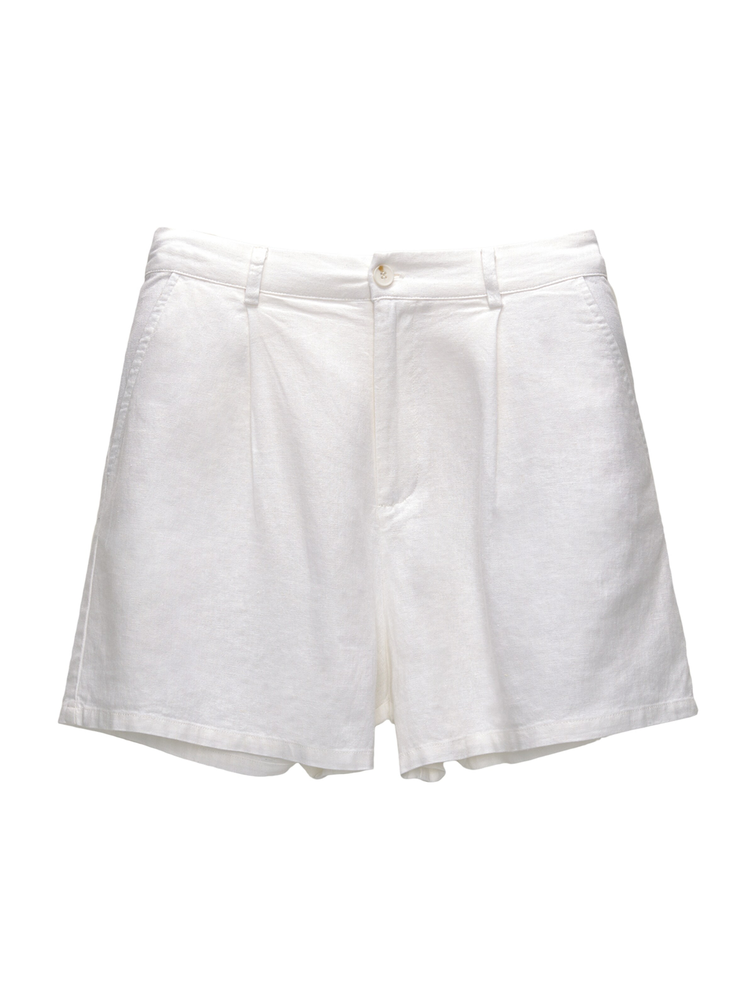 Pull&Bear Kalhoty se sklady v pase – bílá: přední strana