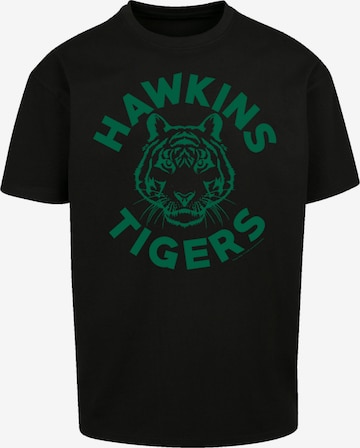 F4NT4STIC Shirt 'Stranger Things Hawkins Tigers Netflix TV Series' in Zwart: voorkant
