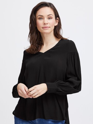 Fransa Blouse ' Lena ' in Zwart: voorkant