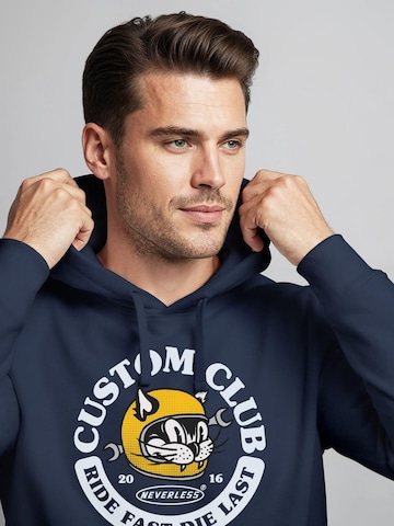 Neverless Sweatshirt 'Racing Cat' in Blue