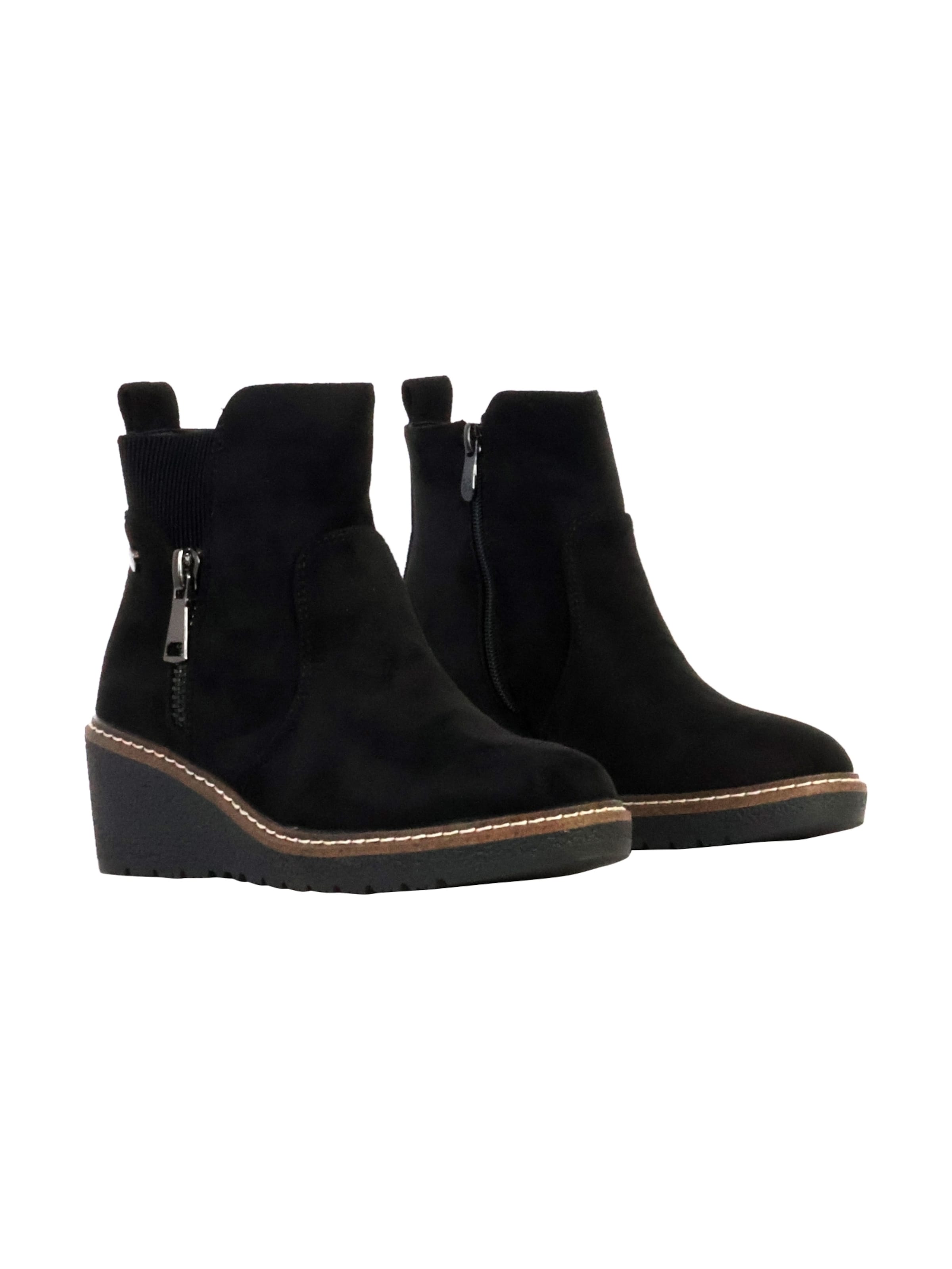 Super Mode Enkellaarsje 'Komplette Stiefelette mit Reißverschluss' in Zwart