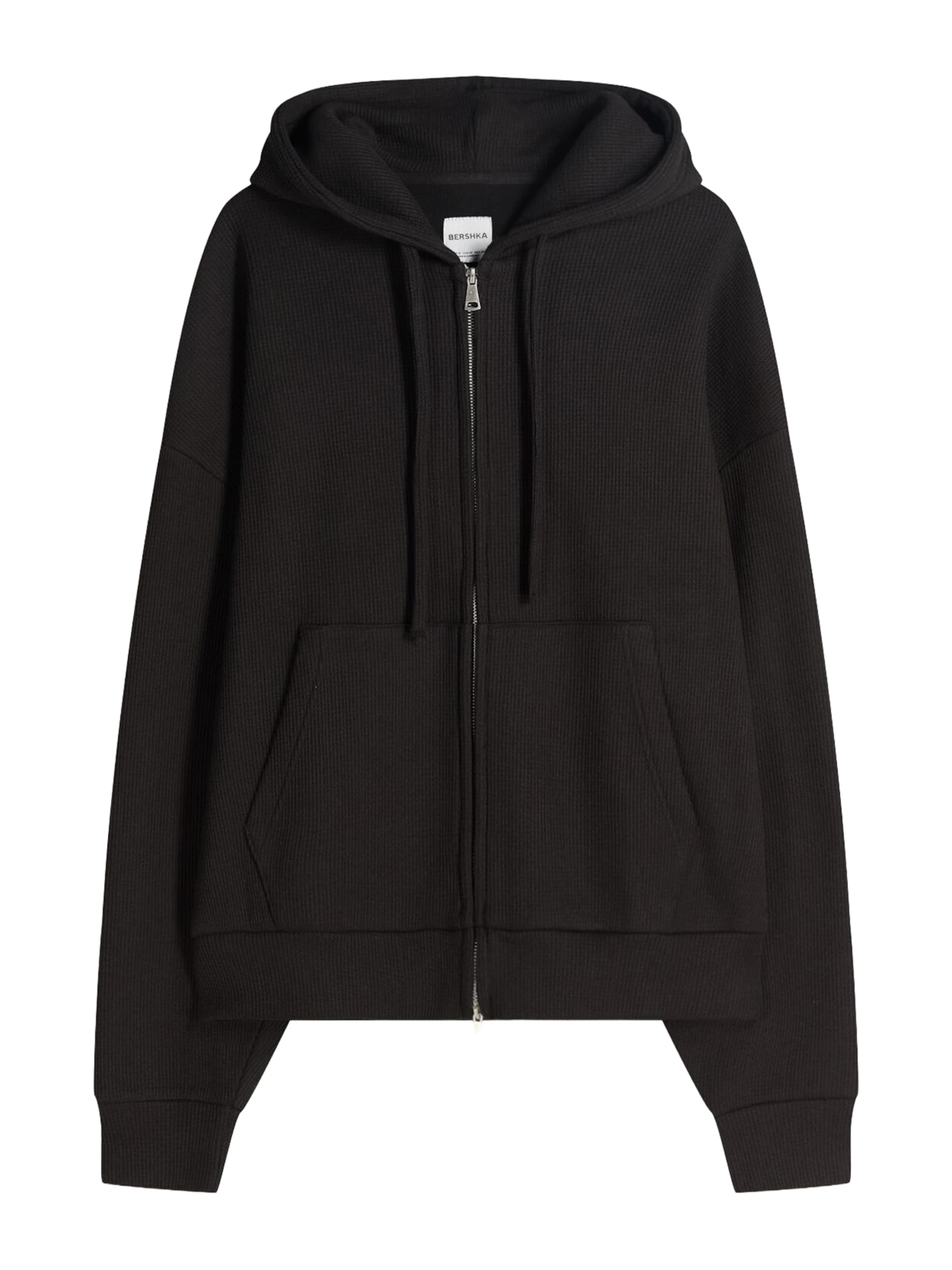 Bershka Zip-Up Hoodie in Black, Item view