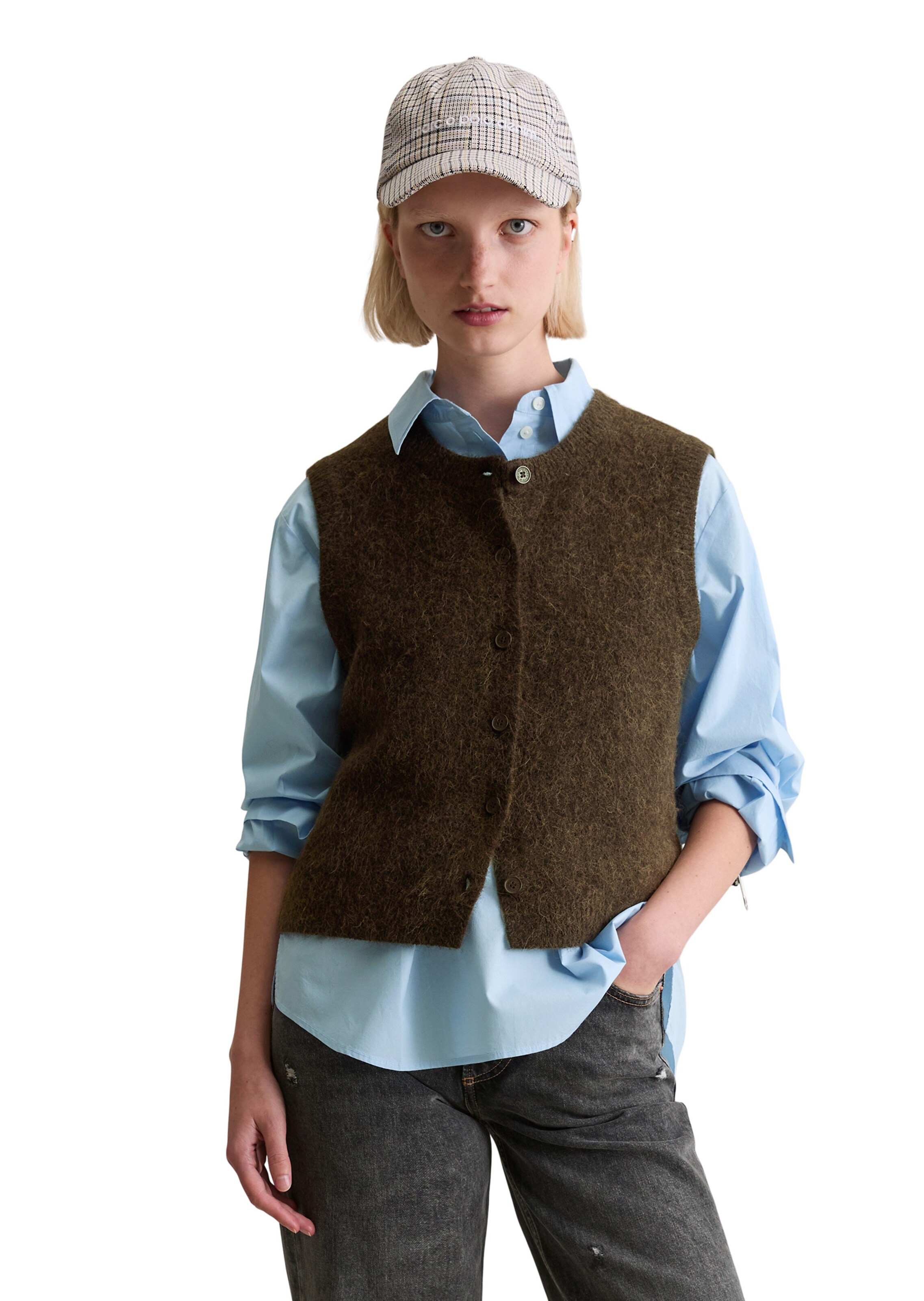 Marc O'Polo DENIM Knitted vest in Brown: front