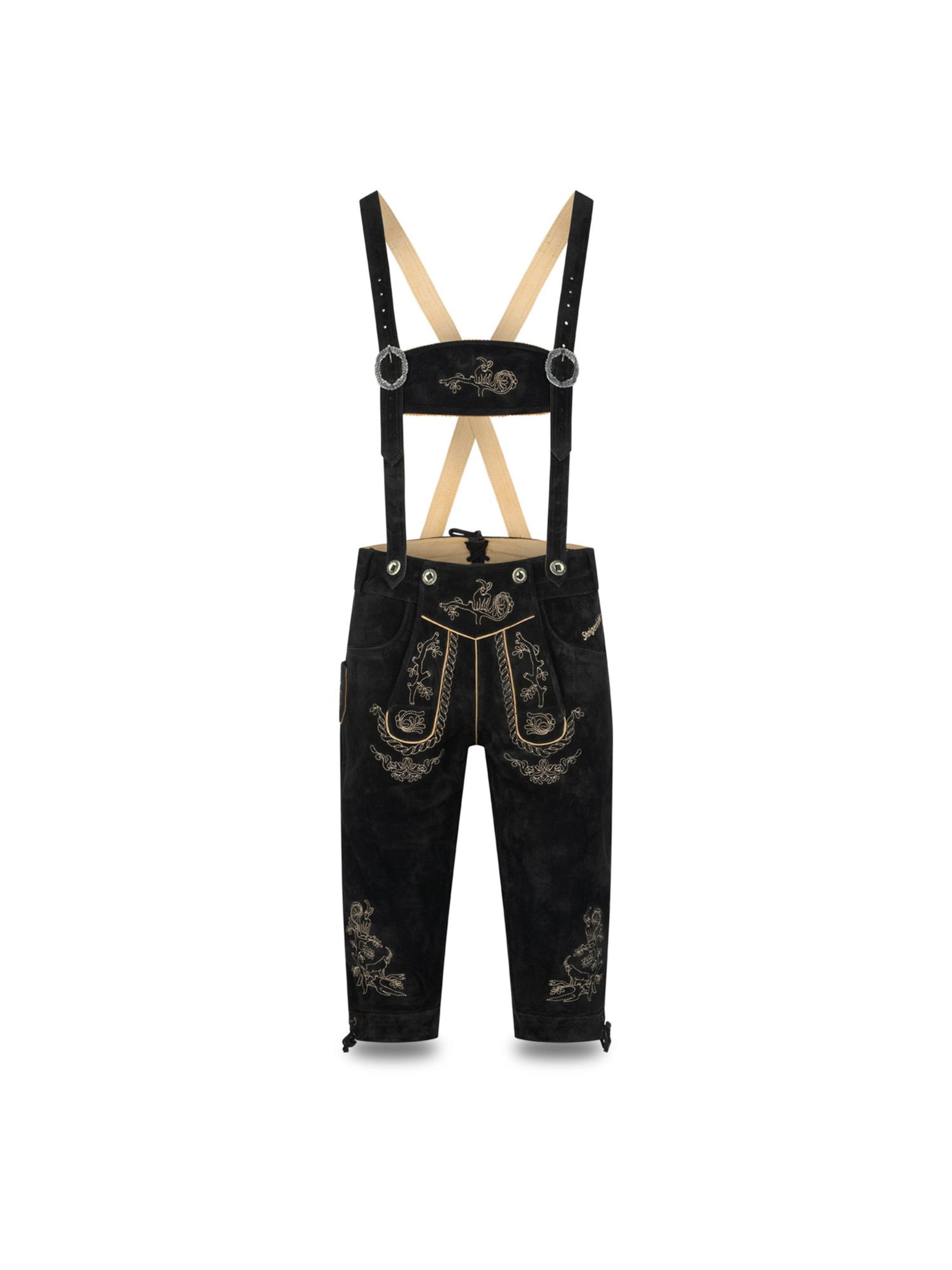 Steigenhöfer Regular Traditional Pants 'Steigenhöfer Lederhose Alexander' in Black: front