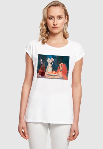 ABSOLUTE CULT Shirt 'Lady And The Tramp - Spaghetti' in Wit: voorkant
