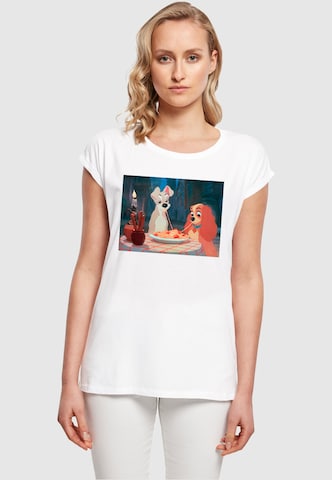 ABSOLUTE CULT T-Shirt 'Lady And The Tramp - Spaghetti' in Weiß: predná strana