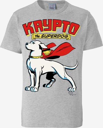 LOGOSHIRT T-Shirt 'Superdog – Krypto' in Grau: predná strana