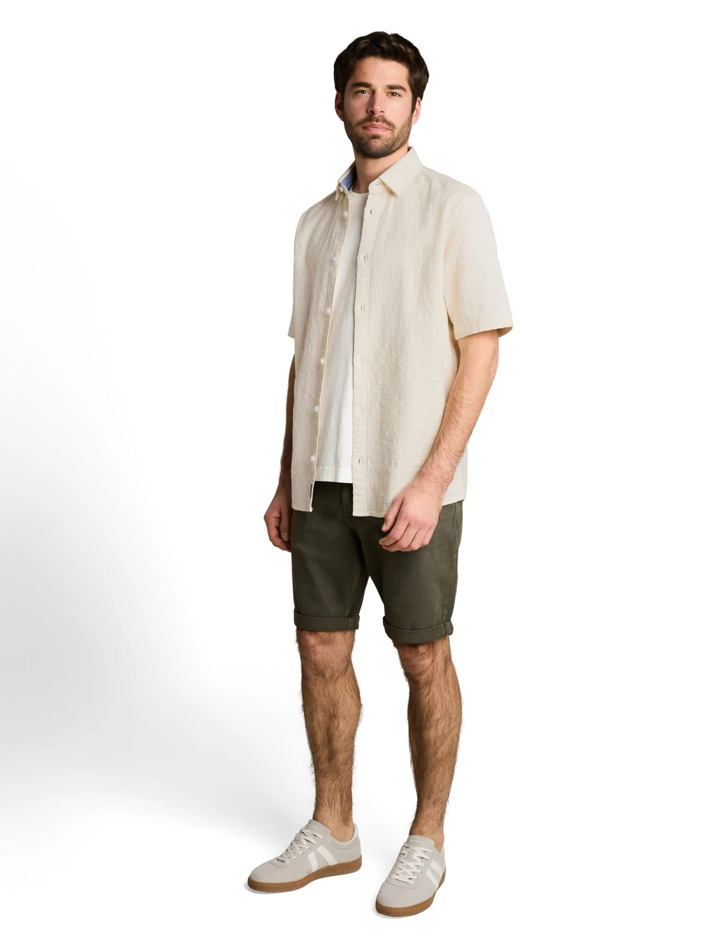 TOM TAILOR Comfort fit Button Up Shirt in Beige
