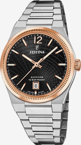 Montre à affichage analogique 'Watch Rivé Swiss Made Silver & Rose-gold' FESTINA en noir : devant