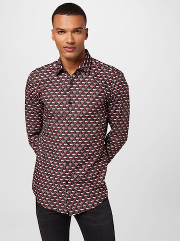 HUGO Red - Slim Fit Camisa 'Kenno' em preto: frente