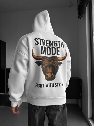 Sweat-shirt 'Oversize Strength Mode Hoodie - White' Kleidermafia en blanc