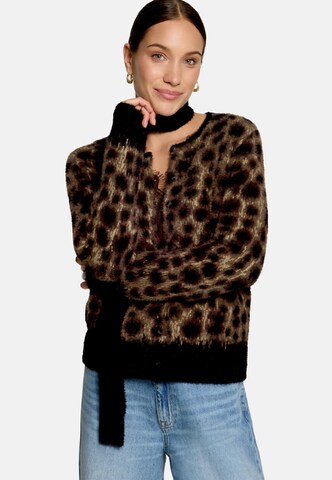 zero Casual-Strickjacke mit Jacquard in Schwarz: Vorderseite
