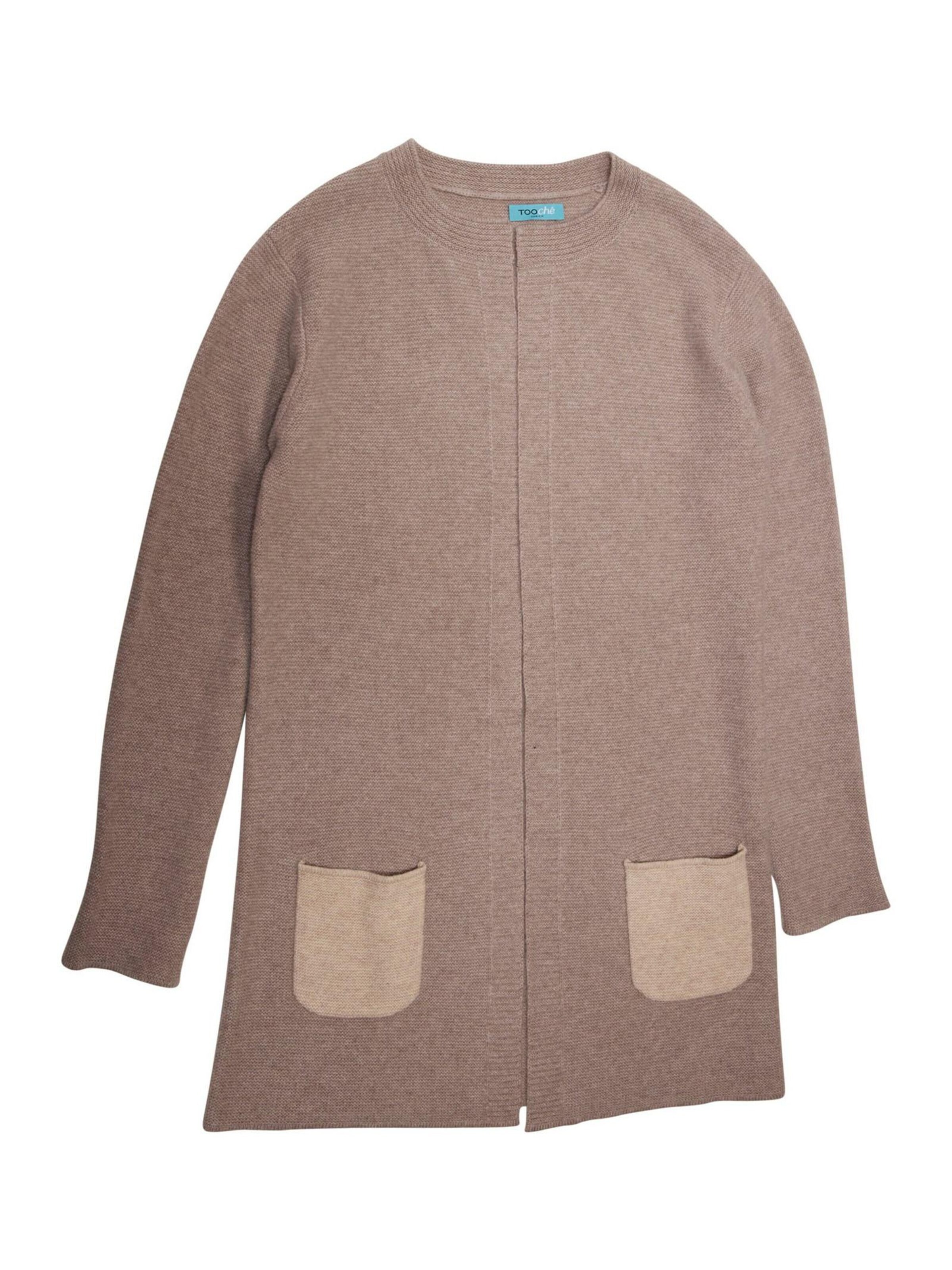 TOOche Knitted Coat in Beige: front