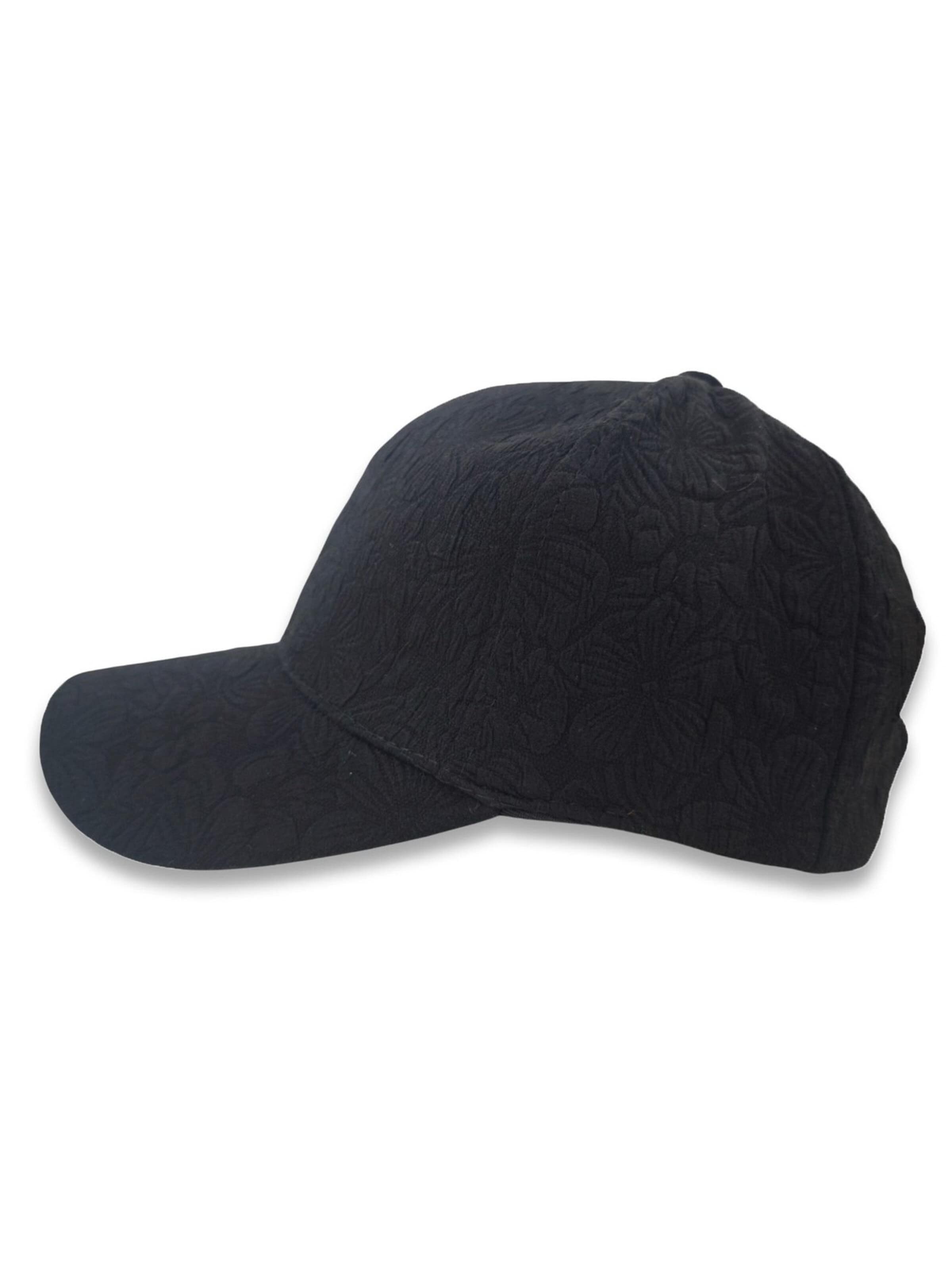 styleBREAKER Cap 'Basecap mit Blumen Muster Ton in Ton' in Black: front