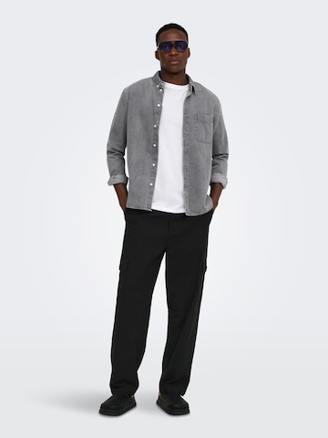 Only & Sons Regular fit Button Up Shirt 'ONSOrson' in Grey